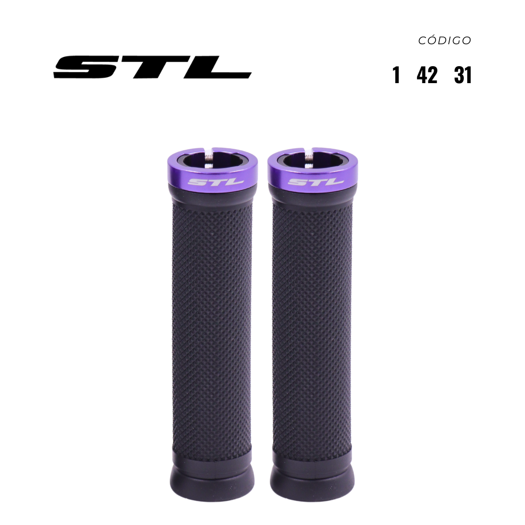 Grips MTB "HY" Anillo de seguridad STL Negro Morado 130 MM PAR | Accesorios,Complementos | STL Bikes