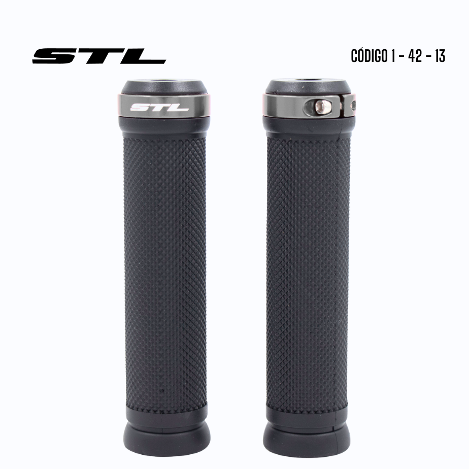 Grips MTB "HY" Anillo de seguridad STL Negro Gris 130 MM PAR | Accesorios,Complementos | STL Bikes