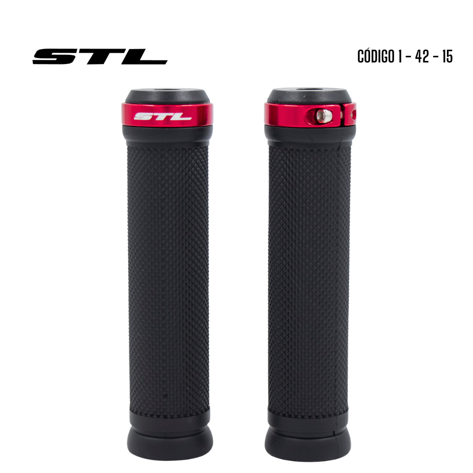 Grips MTB "HY" Anillo de seguridad STL Negro Rojo 130 MM PAR | Accesorios,Complementos | STL Bikes