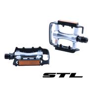 Pedal MTB Aluminio Reflectivo Negro Plata | Accesorios,Pedales | STL Bikes