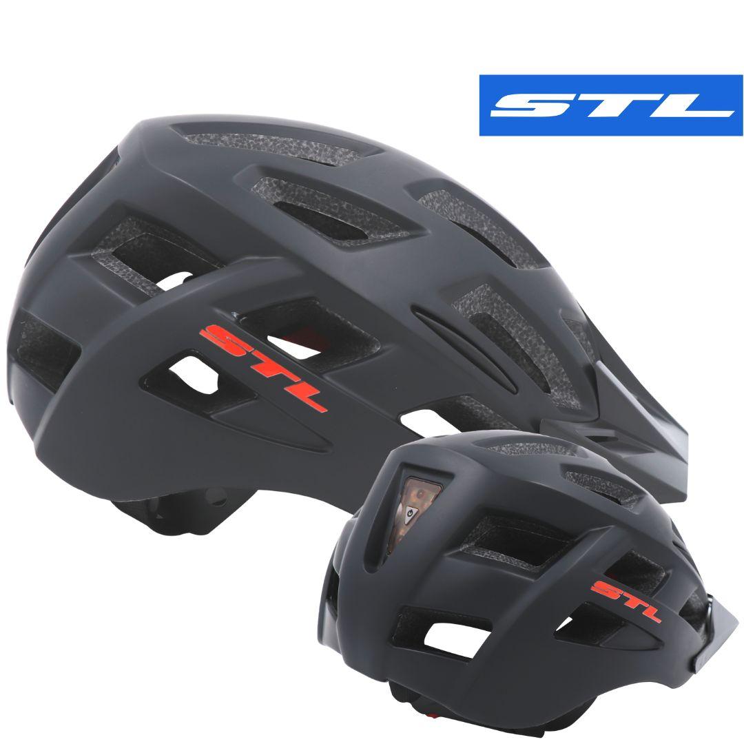 Casco STL con Visera / Luz Negro Mate Talla M | Accesorios,Cascos | STL Bikes