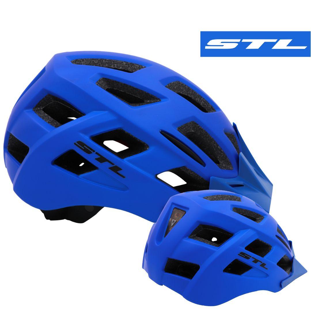 Casco STL con Luz Azul Mate Talla M | Accesorios,Cascos | STL Bikes