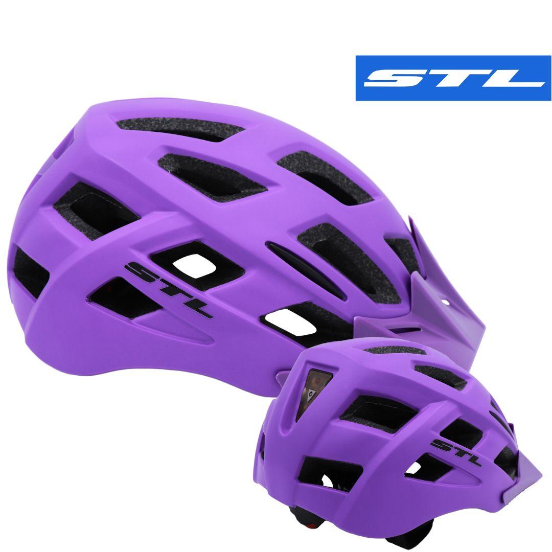 Casco STL con Luz Morado Mate Talla M | Accesorios,Cascos | STL Bikes