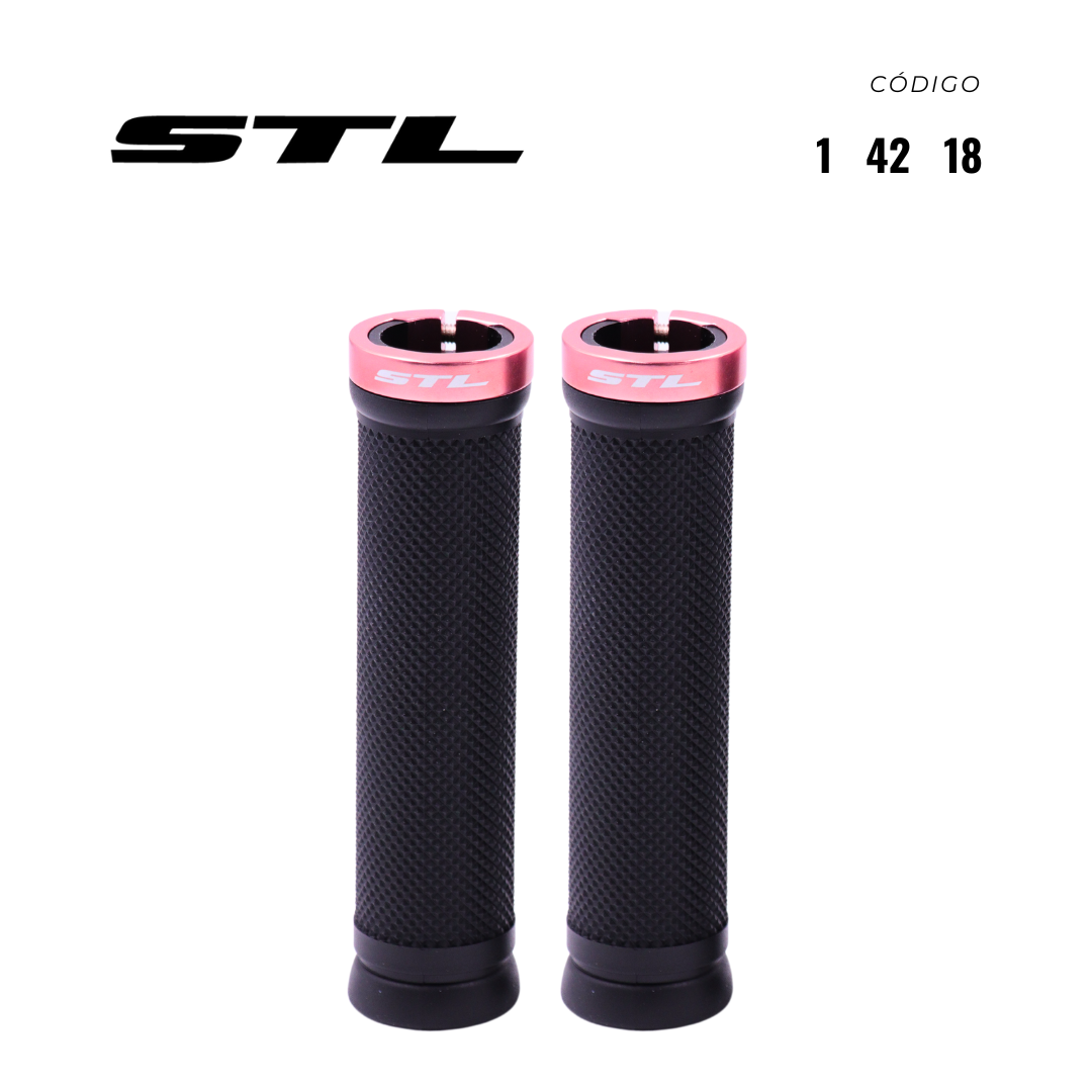 Grips MTB "HY" Anillo de seguridad STL Negro Rosado 130 MM PAR | Accesorios,Complementos | STL Bikes