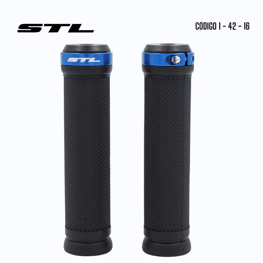 Grips MTB "HY" Anillo de seguridad STL Negro Azul 130 MM PAR | Accesorios,Complementos | STL Bikes