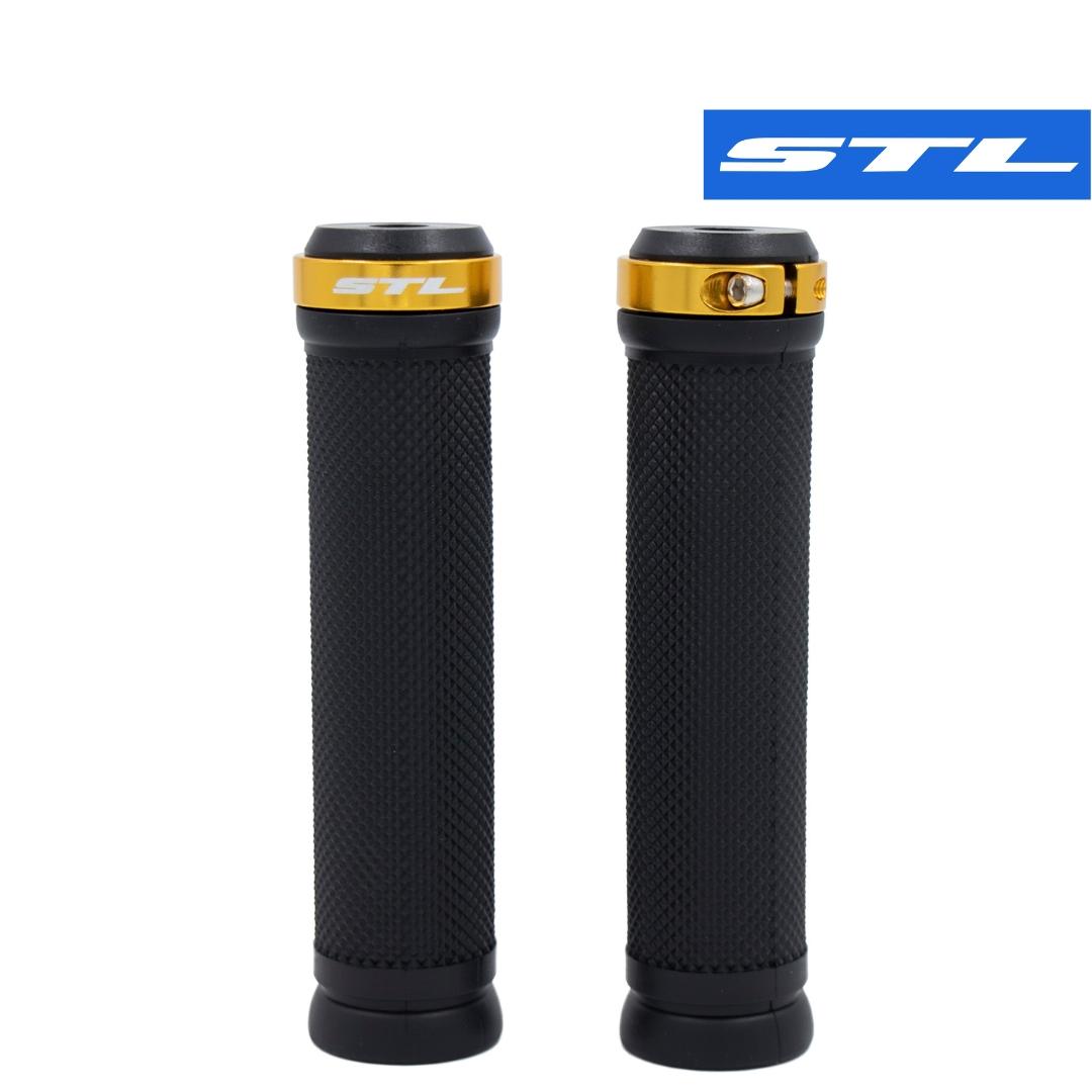 Grips MTB "HY" Anillo de seguridad STL Negro Dorado 130 MM PAR | Accesorios,Complementos | STL Bikes
