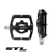 Pedal STL MTB Aluminio "P15" Negro Eje Cromolio Doble Clip | Pedales PRO,Professional | STL Bikes