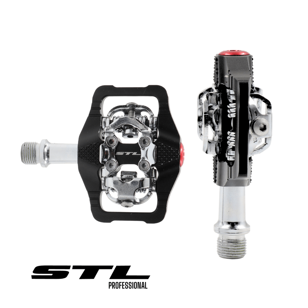 Pedal STL MTB Aluminio "P36" Negro Eje Cromolio Doble Clip | Pedales PRO,Professional | STL Bikes
